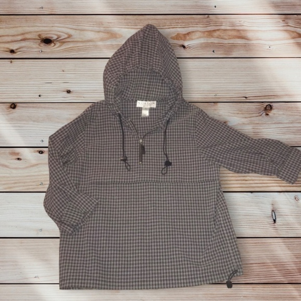 NORTON STUDIO. Plaid hoodie with pull cord